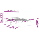 Bed Frame with Headboard Brown Oak 135x190 cm Double