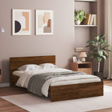 Bed Frame with Headboard Brown Oak 135x190 cm Double