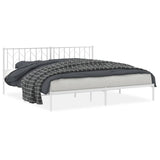 Metal Bed Frame without Mattress with Headboard White 200x200cm