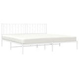 Metal Bed Frame without Mattress with Headboard White 200x200cm