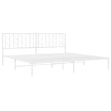 Metal Bed Frame without Mattress with Headboard White 200x200cm