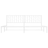 Metal Bed Frame without Mattress with Headboard White 200x200cm