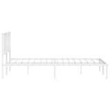 Metal Bed Frame without Mattress with Headboard White 200x200cm