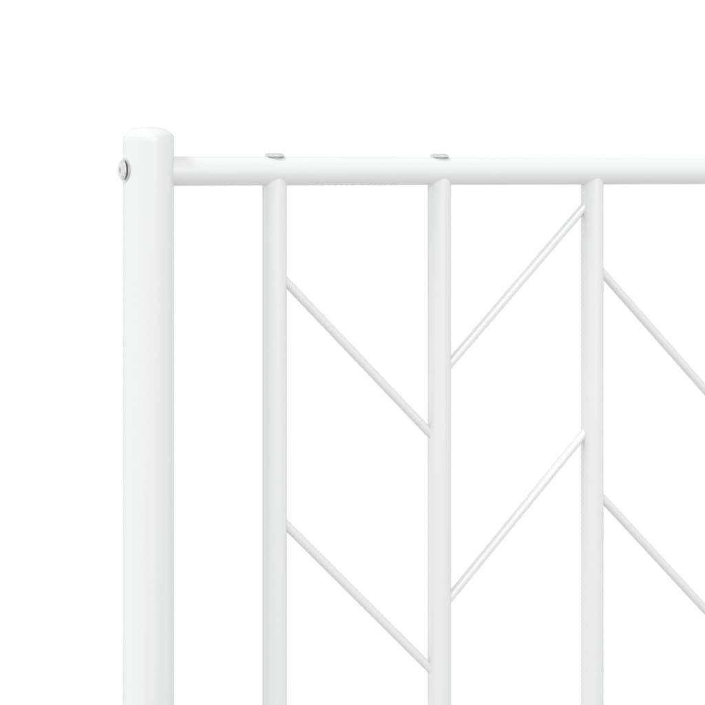 Metal Bed Frame without Mattress with Headboard White 200x200cm