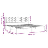 Metal Bed Frame without Mattress with Headboard White 200x200cm