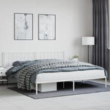 Metal Bed Frame without Mattress with Headboard White 200x200cm