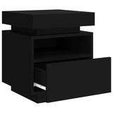Bedside Cabinets with LED Lights 2 pcs Black 40x39x48.5 cm