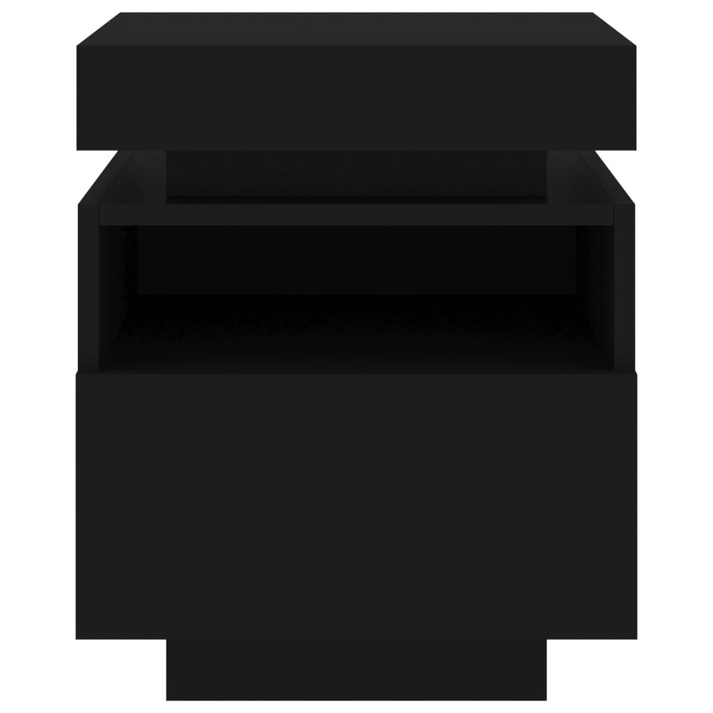 Bedside Cabinets with LED Lights 2 pcs Black 40x39x48.5 cm