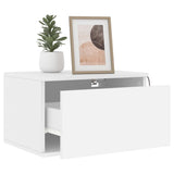 Wall-mounted Bedside Cabinet with LED Lights White