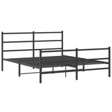 Metal Bed Frame without Mattress with Footboard Black 150x200cm