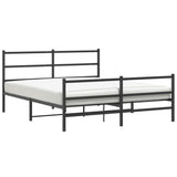 Metal Bed Frame without Mattress with Footboard Black 150x200cm
