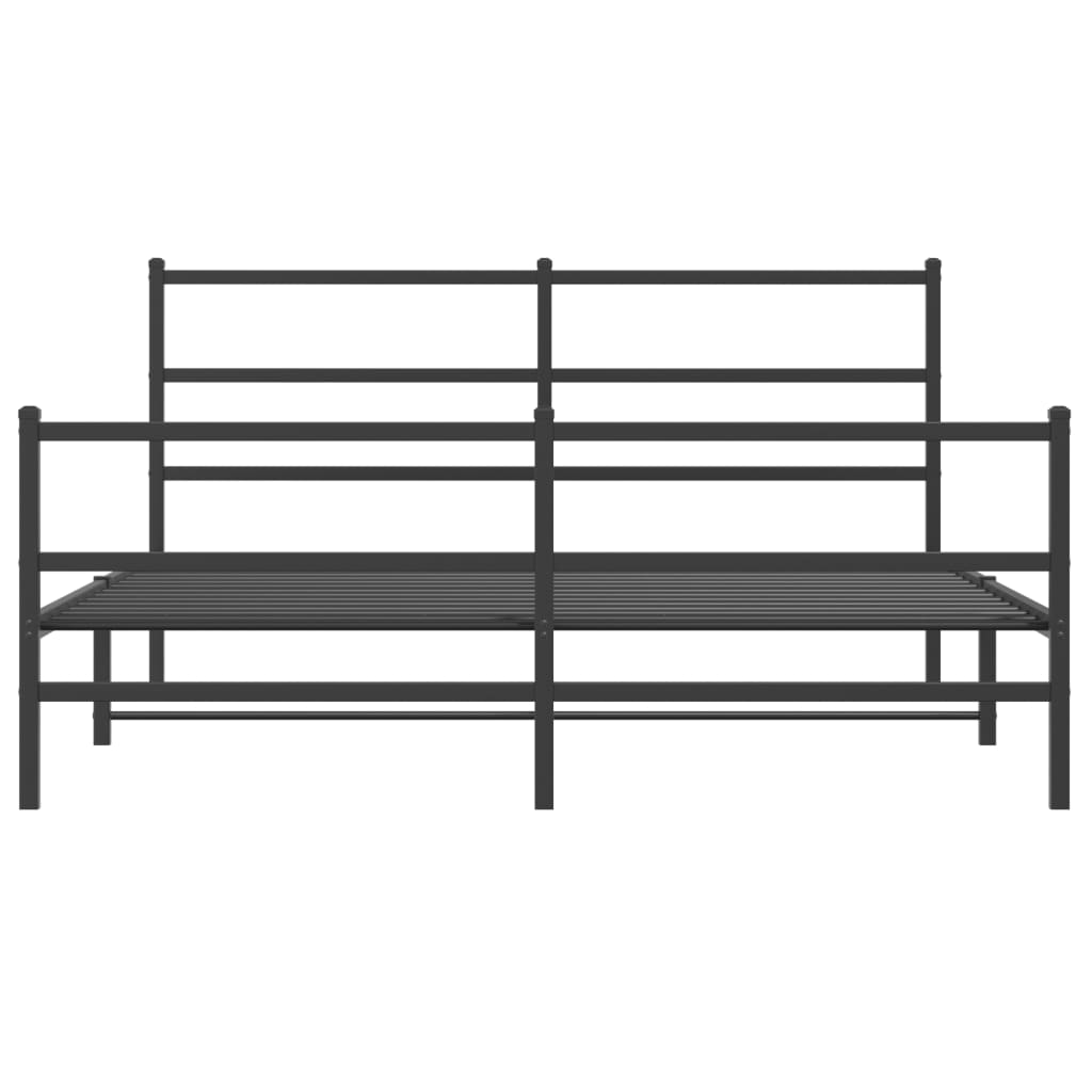 Metal Bed Frame without Mattress with Footboard Black 150x200cm