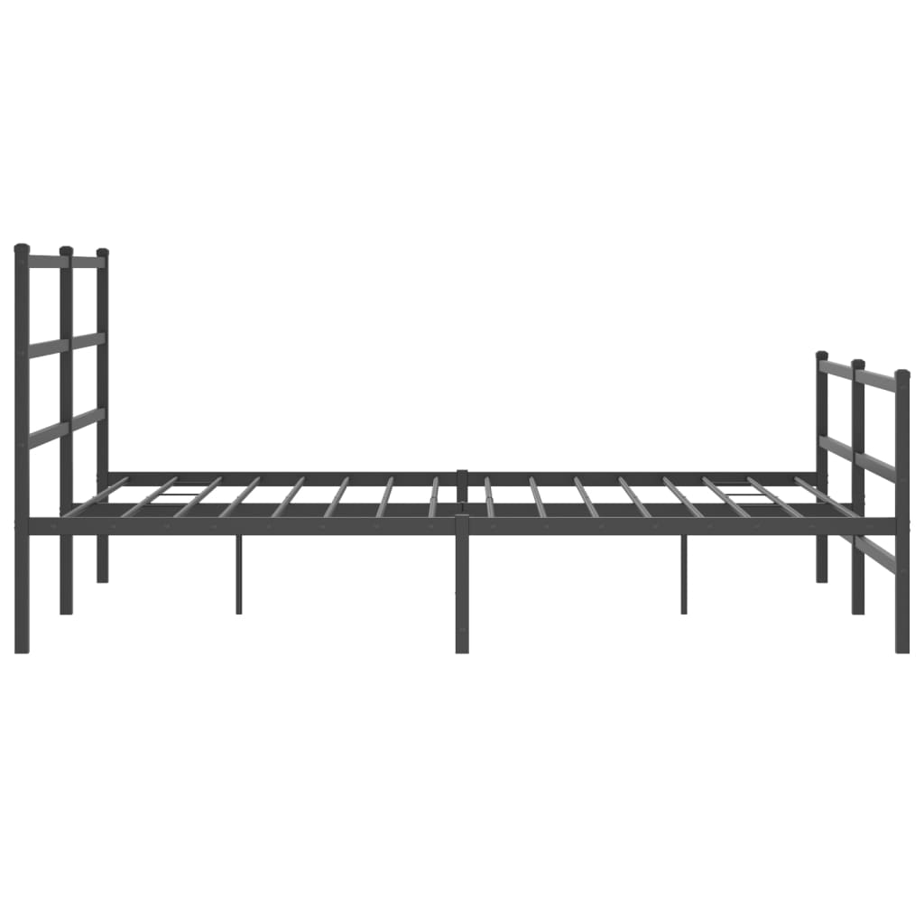 Metal Bed Frame without Mattress with Footboard Black 150x200cm