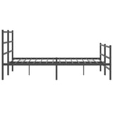 Metal Bed Frame without Mattress with Footboard Black 150x200cm