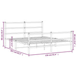 Metal Bed Frame without Mattress with Footboard Black 150x200cm